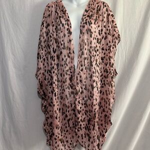 Umgee Animal Print Cocoon Kimono Pink/Violet 1XL/2XL